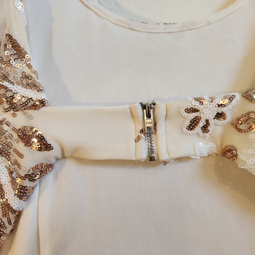 Hello Molly Cream and Gold Sequin Mini Dress - Picture 9 of 16